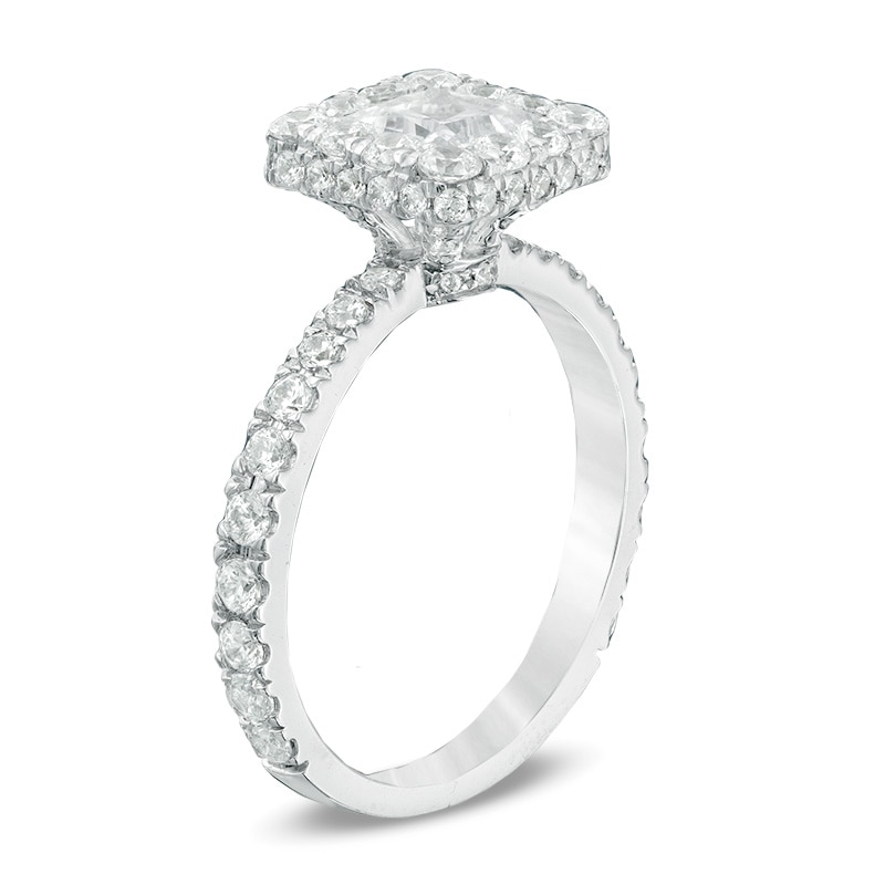 Main Image 2 of Previously Owned - YOU by Jean Dousset™ 2-1/5 CT. T.W. Princess-Cut Diamond Engagement Ring in 14K White Gold (I/SI2)