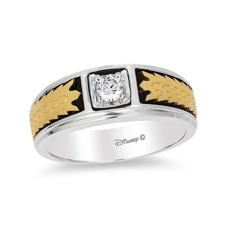Main Image 1 of Previously Owned - Enchanted Disney Men's 1/5 CT. Diamond Solitaire Crown Band in 14K Two-Tone Gold