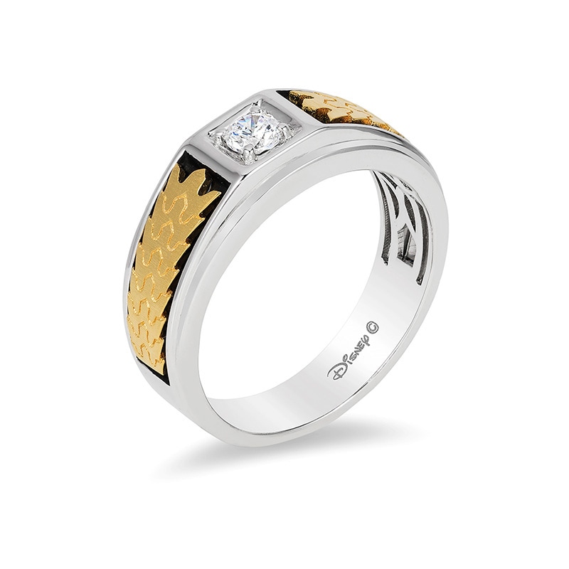Main Image 2 of Previously Owned - Enchanted Disney Men's 1/5 CT. Diamond Solitaire Crown Band in 14K Two-Tone Gold