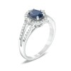 Thumbnail Image 2 of Previously Owned - Oval Blue Sapphire and 1/3 CT. T.W. Diamond Frame Ring in 10K White Gold