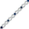 Thumbnail Image 1 of Previously Owned - Vera Wang Love Collection 5/8 CT. T.W. Diamond and Blue Sapphire Bracelet in Sterling Silver - 7.5"