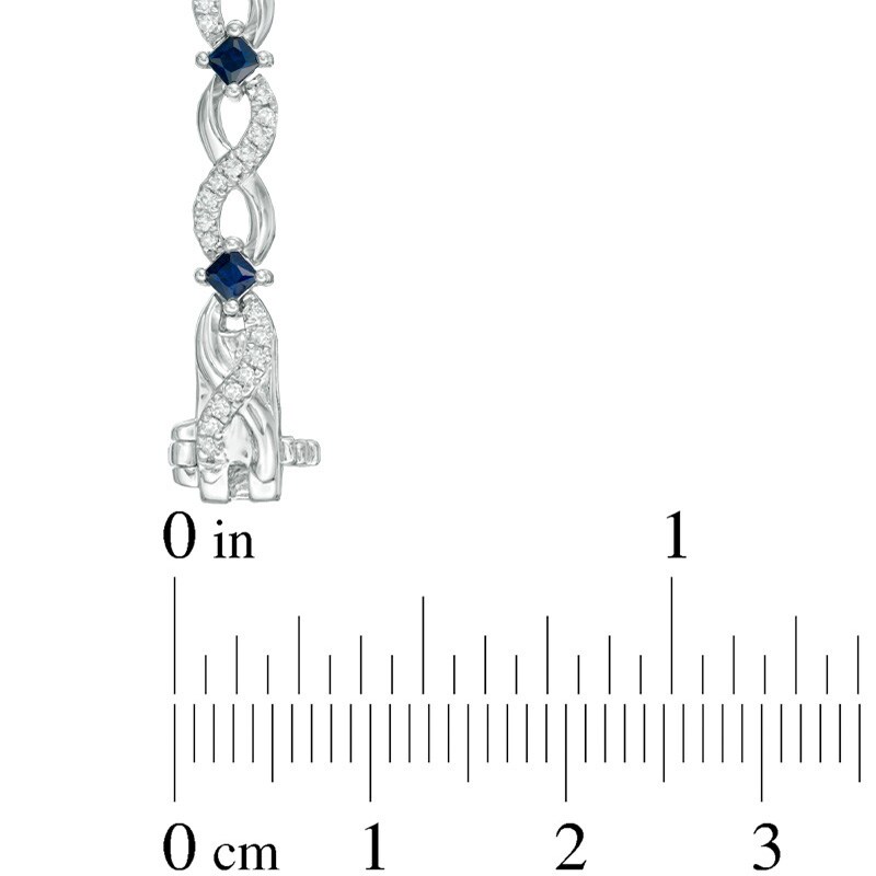 Main Image 3 of Previously Owned - Vera Wang Love Collection 5/8 CT. T.W. Diamond and Blue Sapphire Bracelet in Sterling Silver - 7.5"
