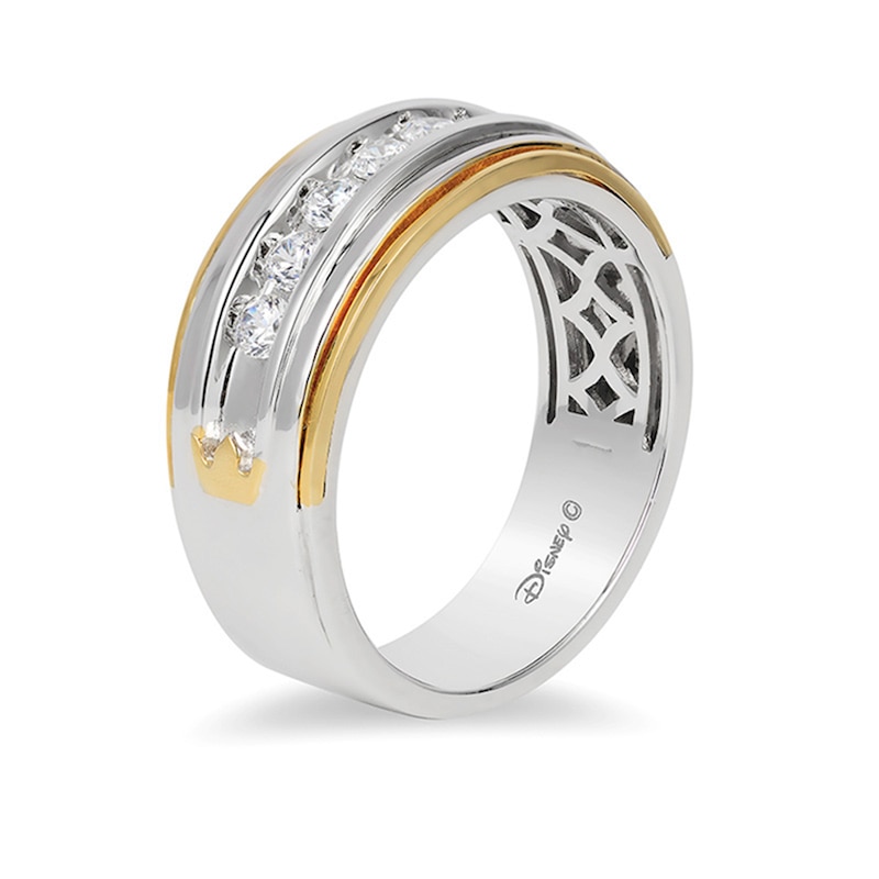 Main Image 2 of Previously Owned - Enchanted Disney Men's 1/2 CT. T.W. Diamond Satin Wedding Band in 14K Two-Tone Gold
