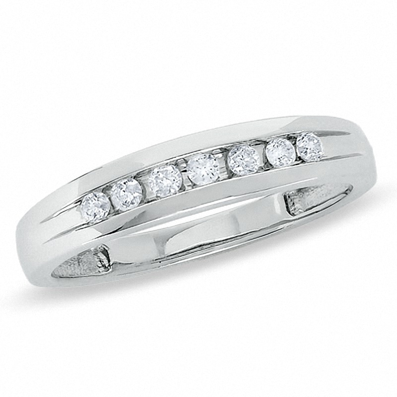 Main Image 1 of Previously Owned - 1/6 CT. T.W. Diamond Wedding Band in 10K White Gold