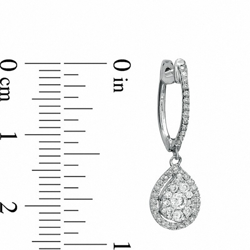 Previously Owned - 1/2 CT. T.W. Diamond Teardrop-Shaped Cluster Earrings in 10K White Gold