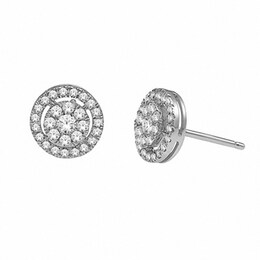 Previously Owned - 1/2 CT. T.W. Composite Diamond Frame Stud Earrings in 10K White Gold