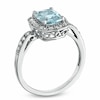 Thumbnail Image 2 of Previously Owned - Cushion-Cut Aquamarine and Lab-Created White Sapphire Ring in Sterling Silver