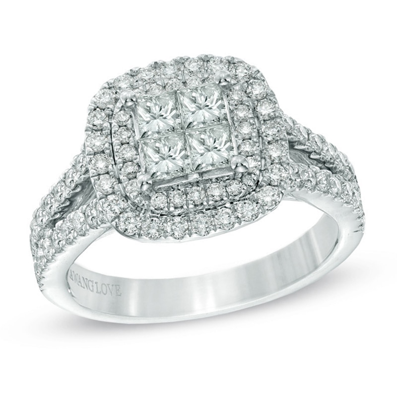 Previously Owned - Vera Wang Love Collection 1-1/5 CT. T.W. Quad Princess-Cut Diamond Engagement Ring in 14K White Gold