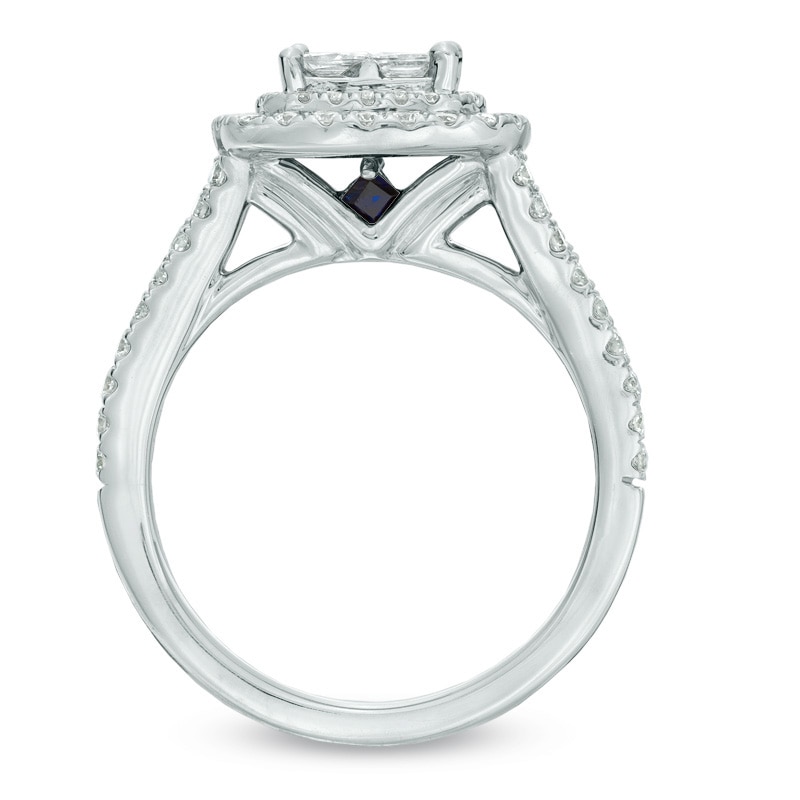 Main Image 3 of Previously Owned - Vera Wang Love Collection 1-1/5 CT. T.W. Quad Princess-Cut Diamond Engagement Ring in 14K White Gold