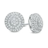Thumbnail Image 1 of Previously Owned - 1/2 CT. T.W. Diamond Layered Circle Stud Earrings in 10K White Gold