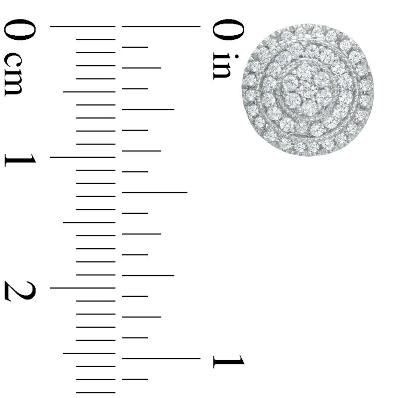 Main Image 2 of Previously Owned - 1/2 CT. T.W. Diamond Layered Circle Stud Earrings in 10K White Gold