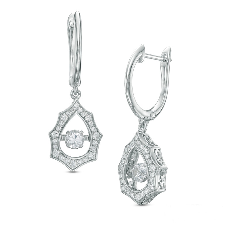 Previously Owned - Unstoppable Love™ 1/2 CT. T.W. Diamond Starburst Drop Earrings in 10K White Gold