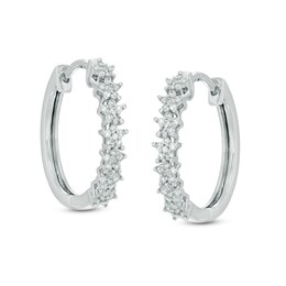 Previously Owned - 1/4 CT. T.W. Diamond Star Hoop Earrings in 10K White Gold