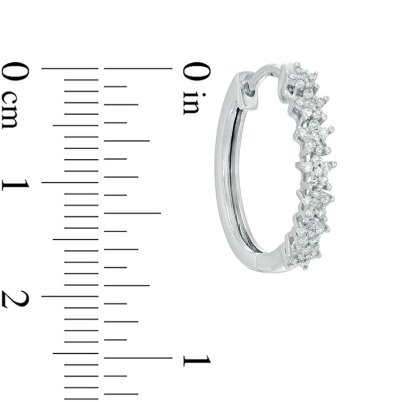 Main Image 2 of Previously Owned - 1/4 CT. T.W. Diamond Star Hoop Earrings in 10K White Gold
