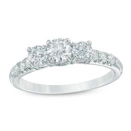 Previously Owned - 1 CT. T.W. Diamond Past Present Future® Ring in 14K White Gold