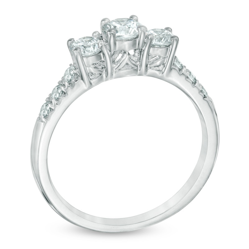 Main Image 2 of Previously Owned - 1 CT. T.W. Diamond Past Present Future® Ring in 14K White Gold