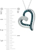 Thumbnail Image 2 of Previously Owned - 1/2 CT. T.W. Enhanced Blue and White Diamond Tilted Double Heart Pendant in 10K White Gold