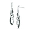 Previously Owned - 1/4 CT. T.W. Enhanced Black and White Diamond Twist Drop Earrings in 10K White Gold