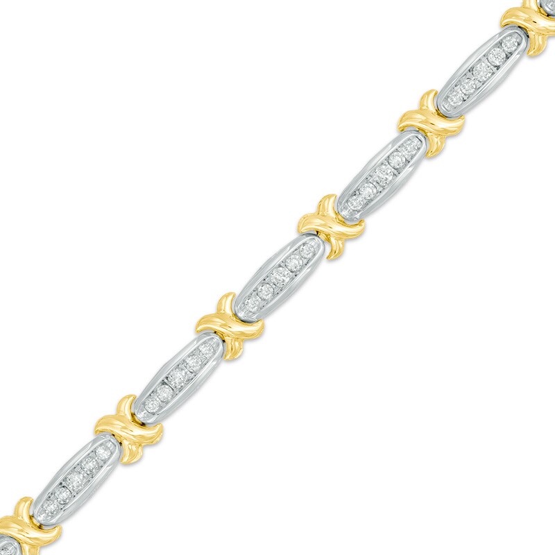 Main Image 1 of Previously Owned - 1 CT. T.W. Diamond "X" Bracelet in 10K White Gold