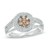 Thumbnail Image 0 of Previously Owned - 5/8 CT. T.W. Champagne and White Diamond Cluster Frame Ring in 14K White Gold