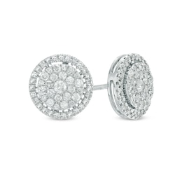 Previously Owned - 1/2 CT. T.W. Composite Diamond Frame Stud Earrings in 10K White Gold
