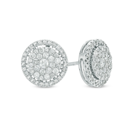 Previously Owned - 1/2 CT. T.W. Composite Diamond Frame Stud Earrings in 10K White Gold Previously Owned - 1/2 CT. T.W. Composite Diamond Frame Stud Earrings in 10K White Gold