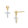 Thumbnail Image 1 of Previously Owned - Diamond Accent Cross Drop Earrings in 10K Gold