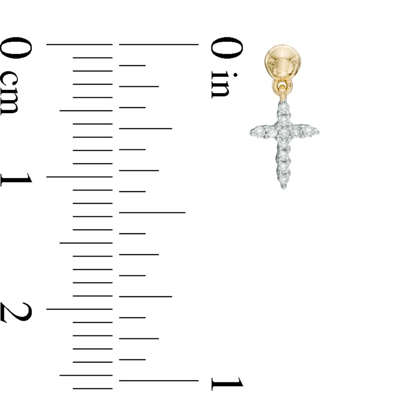 Main Image 2 of Previously Owned - Diamond Accent Cross Drop Earrings in 10K Gold