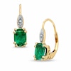 Previously Owned - Cushion-Cut Lab-Created Emerald and Diamond Accent Drop Earrings in 10K Gold