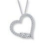 Thumbnail Image 1 of Previously Owned - Ever Us™ 1/2 CT. T.W. Two-Stone Diamond Tilted Heart Necklace in 14K White Gold - 19"