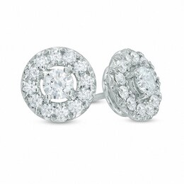 Previously Owned - 1 CT. T.W. Diamond Frame Stud Earrings in 10K White Gold