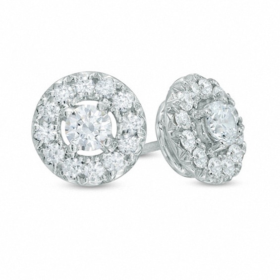 Previously Owned - 1 CT. T.W. Diamond Frame Stud Earrings in 10K White Gold Previously Owned - 1 CT. T.W. Diamond Frame Stud Earrings in 10K White Gold