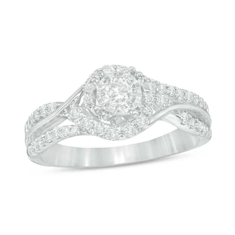 Previously Owned - 3/4 CT. T.W. Diamond Frame Engagement Ring in 14K White Gold