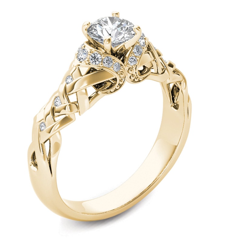 Previously Owned - 1/2 CT. T.W. Diamond Lattice Engagement Ring in 14K Gold