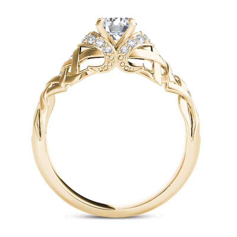 Previously Owned - 1/2 CT. T.W. Diamond Lattice Engagement Ring in 14K Gold