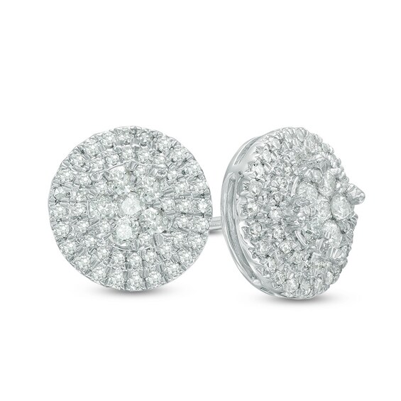 Previously Owned - 1/2 CT. T.W. Diamond Composite Frame Stud Earrings in 10K White Gold Previously Owned - 1/2 CT. T.W. Diamond Composite Frame Stud Earrings in 10K White Gold