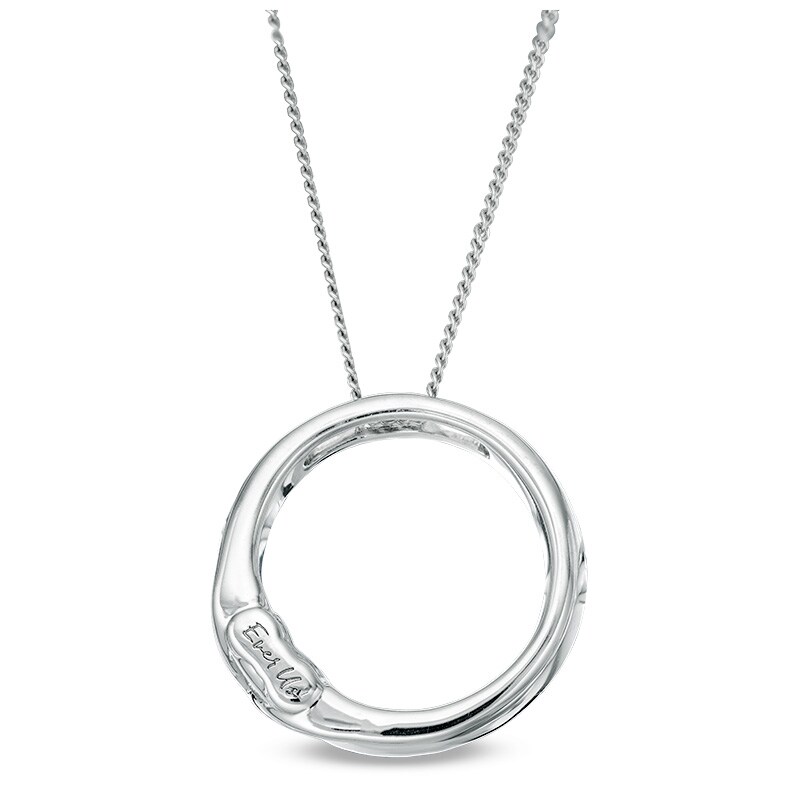 Previously Owned - Ever Us® 1/3 CT. T.W. Two-Stone Diamond Open Circle Pendant in 14K White Gold - 19"