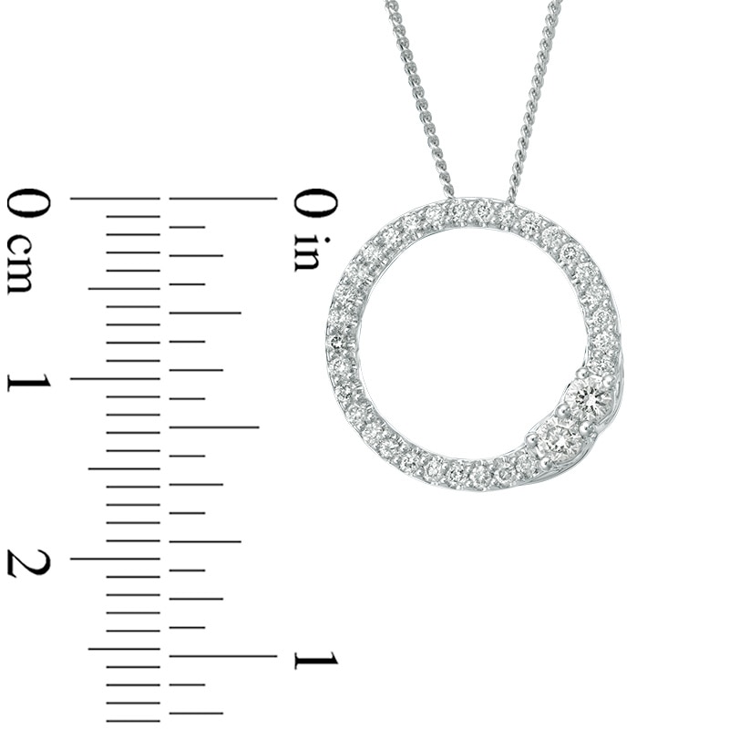 Previously Owned - Ever Us® 1/3 CT. T.W. Two-Stone Diamond Open Circle Pendant in 14K White Gold - 19"