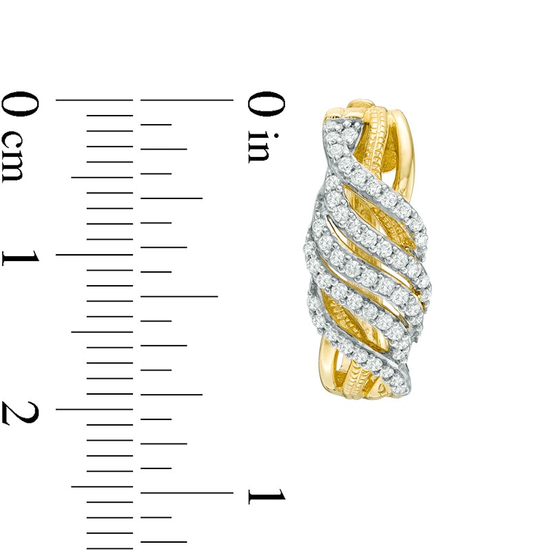Previously Owned - 1/2 CT. T.W. Diamond Swirl Vintage-Style Hoop Earrings in 10K Gold