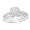 Thumbnail Image 0 of Previously Owned - 3/4 CT. T.W. Diamond Cushion Frame Vintage-Inspired Bridal Set in 10K White Gold