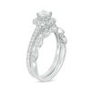 Thumbnail Image 1 of Previously Owned - 3/4 CT. T.W. Diamond Cushion Frame Vintage-Inspired Bridal Set in 10K White Gold