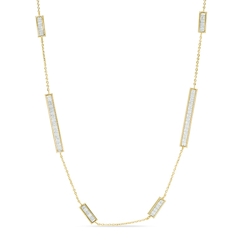 Previously Owned - Made in Italy Glitter Enamel Bar Station Necklace in 14K Gold