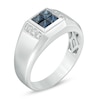 Thumbnail Image 2 of Previously Owned - Quad Square Sapphire and 1/8 CT. T.W. Diamond Ring in 10K White Gold