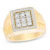 Thumbnail Image 0 of Previously Owned - Men's 1/4 CT. T.W. Composite Diamond Square Frame Stepped Shank Satin Ring in 10K Gold