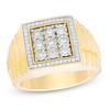 Thumbnail Image 1 of Previously Owned - 1/4 CT. T.W. Composite Diamond Square Frame Stepped Shank Satin Ring in 10K Gold