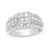 Thumbnail Image 1 of Previously Owned - 2 CT. T.W. Quad Princess-Cut Diamond Three Row Engagement Ring in 14K White Gold