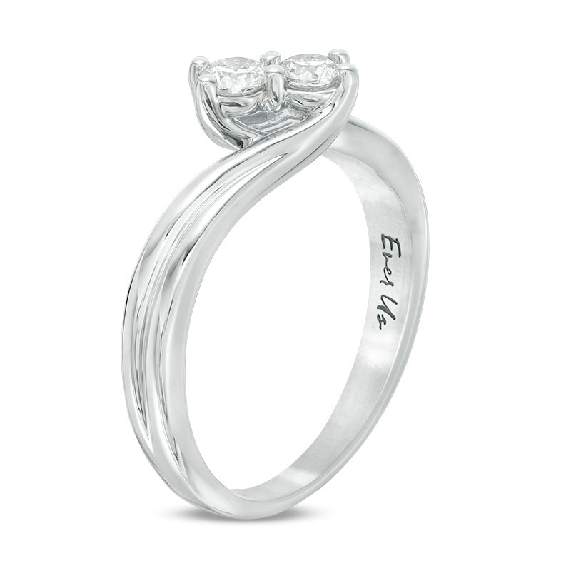 Main Image 2 of Previously Owned - Ever Us® 1/3 CT. T.W. Two-Stone Diamond Bypass Ring in 14K White Gold