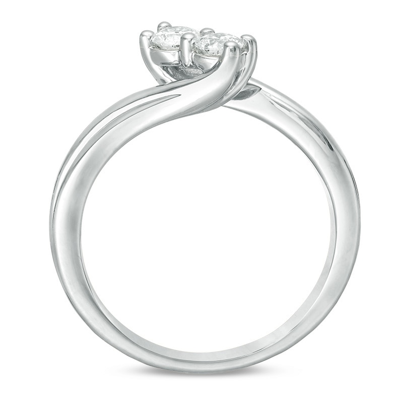 Main Image 3 of Previously Owned - Ever Us® 1/3 CT. T.W. Two-Stone Diamond Bypass Ring in 14K White Gold