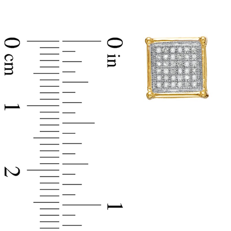 Main Image 2 of Previously Owned - 1/4 CT. T.W. Diamond Micro-Pavé Square Stud Earrings in 10K Gold