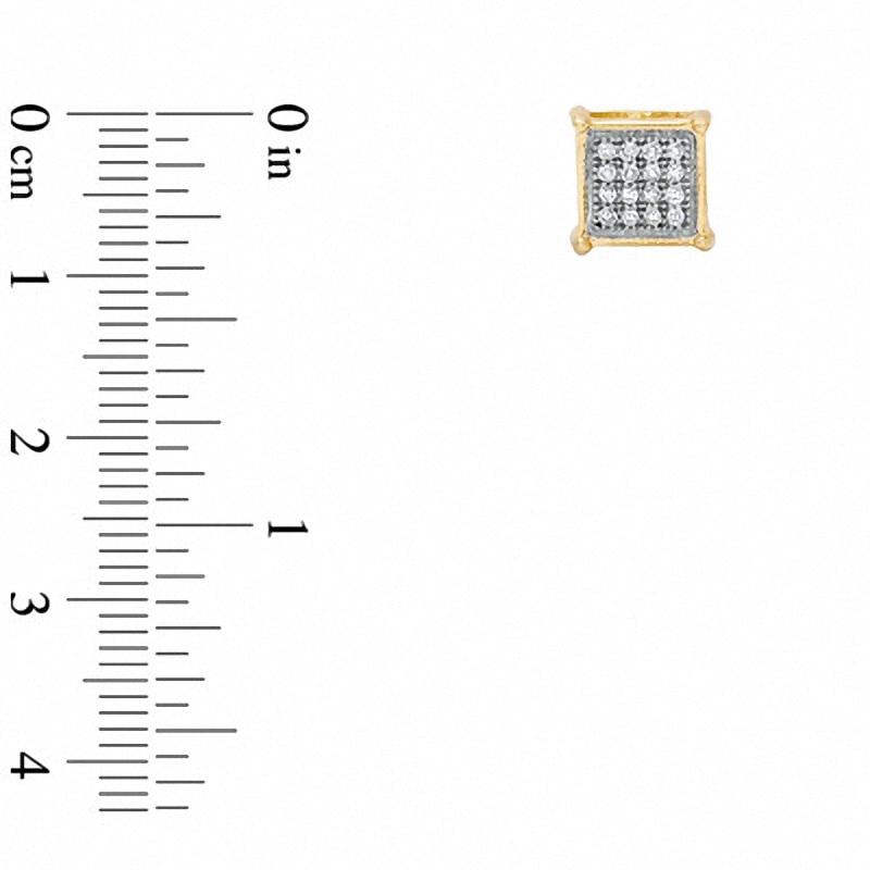 Main Image 2 of Previously Owned - 1/10 CT. T.W. Diamond Micro-Pavé Square Stud Earrings in 10K Gold